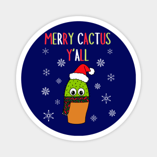 Merry Cactus Y'all - Cute Cactus With Christmas Scarf Magnet